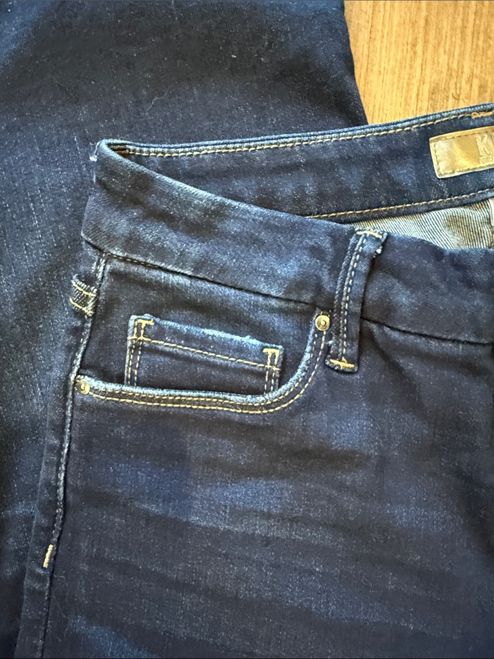 Kut from the Kloth Dark Blue Wide-Leg Jeans with Raw Hem - Picture 7 of 11